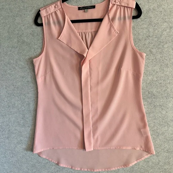 Rose & Olive Blush Pink Sleeveless V-Neck Chiffon Camisole - Picture 1 of 6